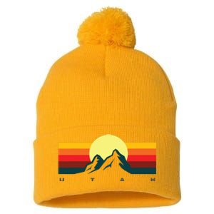 Us States Souvenir Mountain Utah Pom Pom 12in Knit Beanie