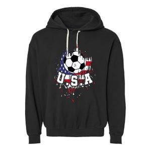 United States Soccer American Football Usa Futbol Garment-Dyed Fleece Hoodie