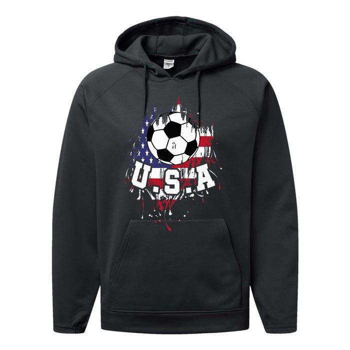 United States Soccer American Football Usa Futbol Performance Fleece Hoodie