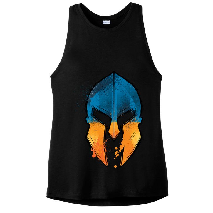 Ukraine Shield Spartan Ladies PosiCharge Tri-Blend Wicking Tank