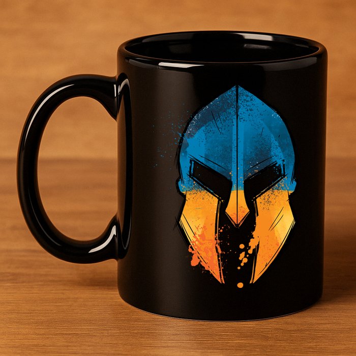 Ukraine Shield Spartan 11oz C Handle Ceramic Mug