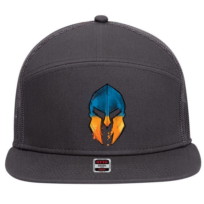 Ukraine Shield Spartan 7 Panel Mesh Trucker Snapback Hat