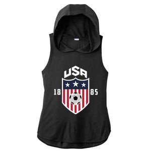 USA Soccer Shirt 1885 American Soccer USA Jersey Fan Ladies PosiCharge Tri-Blend Wicking Draft Hoodie Tank