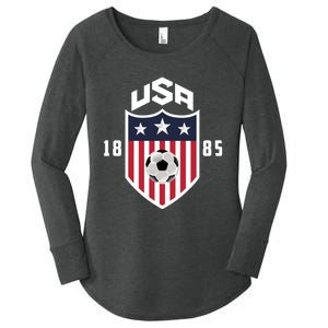 USA Soccer Shirt 1885 American Soccer USA Jersey Fan Women's Perfect Tri Tunic Long Sleeve Shirt