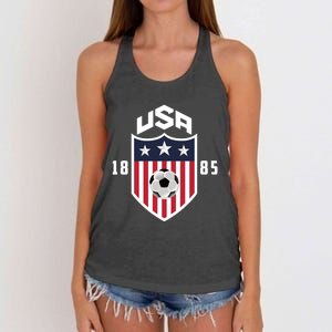 USA Soccer Shirt 1885 American Soccer USA Jersey Fan Women's Knotted Racerback Tank