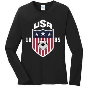 USA Soccer Shirt 1885 American Soccer USA Jersey Fan Ladies Long Sleeve Shirt