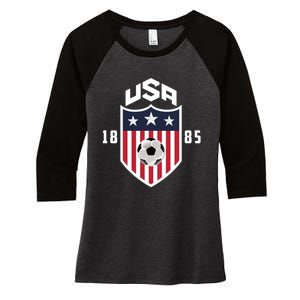 USA Soccer Shirt 1885 American Soccer USA Jersey Fan Women's Tri-Blend 3/4-Sleeve Raglan Shirt