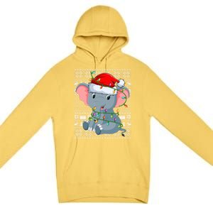 Ugly Sweater Style Xmas Lights Santa Elephant Christmas Great Gift Premium Pullover Hoodie