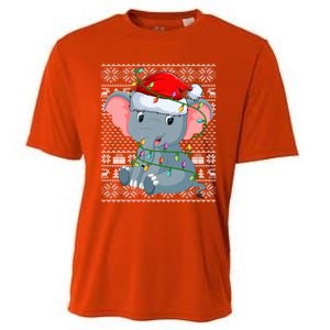 Ugly Sweater Style Xmas Lights Santa Elephant Christmas Great Gift Cooling Performance Crew T-Shirt