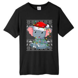 Ugly Sweater Style Xmas Lights Santa Elephant Christmas Great Gift Tall Fusion ChromaSoft Performance T-Shirt