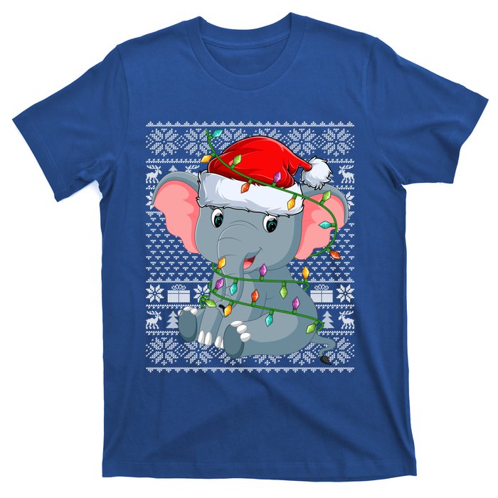 Ugly Sweater Style Xmas Lights Santa Elephant Christmas Great Gift T-Shirt