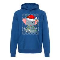 Ugly Sweater Style Xmas Lights Santa Elephant Christmas Great Gift Premium Hoodie