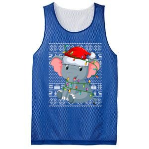 Ugly Sweater Style Xmas Lights Santa Elephant Christmas Great Gift Mesh Reversible Basketball Jersey Tank