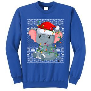 Ugly Sweater Style Xmas Lights Santa Elephant Christmas Great Gift Tall Sweatshirt