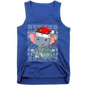 Ugly Sweater Style Xmas Lights Santa Elephant Christmas Great Gift Tank Top