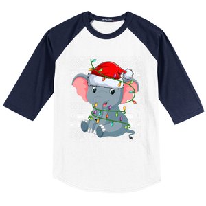 Ugly Sweater Style Xmas Lights Santa Elephant Christmas Great Gift Baseball Sleeve Shirt