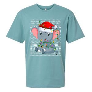 Ugly Sweater Style Xmas Lights Santa Elephant Christmas Great Gift Sueded Cloud Jersey T-Shirt