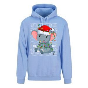 Ugly Sweater Style Xmas Lights Santa Elephant Christmas Great Gift Unisex Surf Hoodie