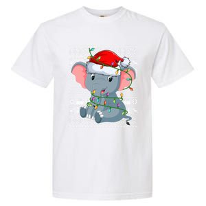 Ugly Sweater Style Xmas Lights Santa Elephant Christmas Great Gift Garment-Dyed Heavyweight T-Shirt