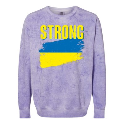 Ukraine Strong Stand With Ukraine Flag Colorblast Crewneck Sweatshirt