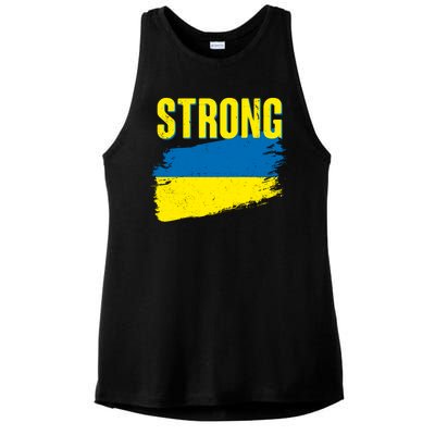 Ukraine Strong Stand With Ukraine Flag Ladies PosiCharge Tri-Blend Wicking Tank