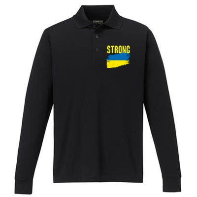 Ukraine Strong Stand With Ukraine Flag Performance Long Sleeve Polo