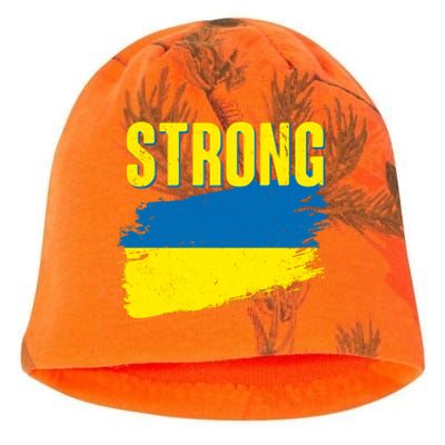 Ukraine Strong Stand With Ukraine Flag Kati - Camo Knit Beanie