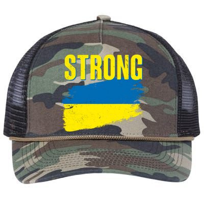 Ukraine Strong Stand With Ukraine Flag Retro Rope Trucker Hat Cap