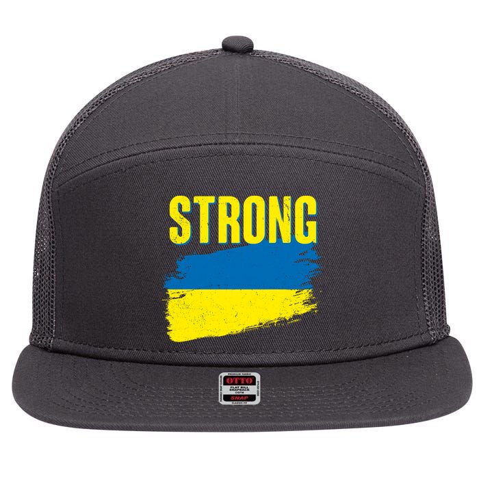 Ukraine Strong Stand With Ukraine Flag 7 Panel Mesh Trucker Snapback Hat