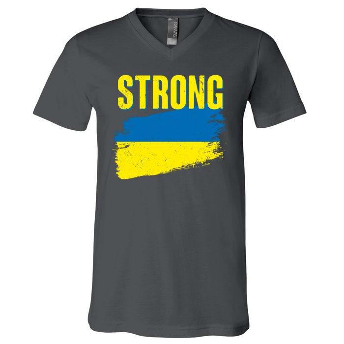 Ukraine Strong Stand With Ukraine Flag V-Neck T-Shirt