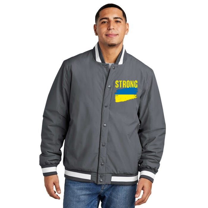 Ukraine Strong Stand With Ukraine Flag Insulated Varsity Jacket