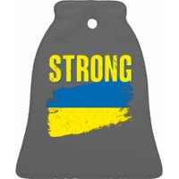 Ukraine Strong Stand With Ukraine Flag Ceramic Bell Ornament