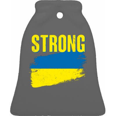 Ukraine Strong Stand With Ukraine Flag Ceramic Bell Ornament