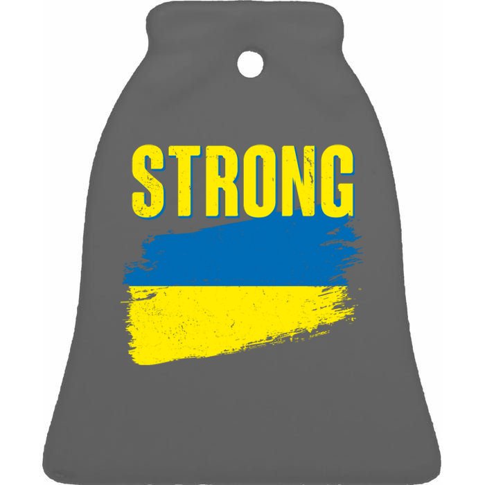 Ukraine Strong Stand With Ukraine Flag Ceramic Bell Ornament