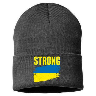 Ukraine Strong Stand With Ukraine Flag Sustainable Knit Beanie