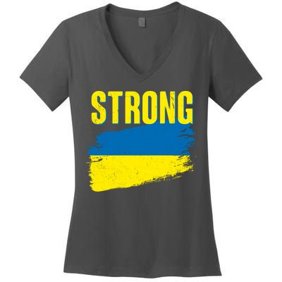Ukraine Strong Stand With Ukraine Flag Women's V-Neck T-Shirt