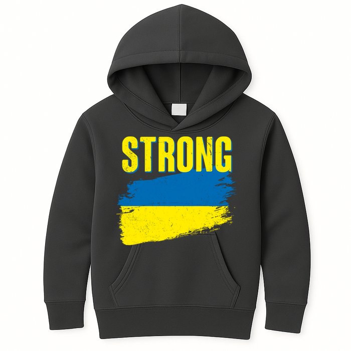 Ukraine Strong Stand With Ukraine Flag Kids Hoodie