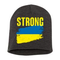 Ukraine Strong Stand With Ukraine Flag Short Acrylic Beanie