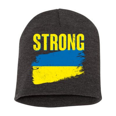 Ukraine Strong Stand With Ukraine Flag Short Acrylic Beanie