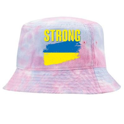 Ukraine Strong Stand With Ukraine Flag Tie-Dyed Bucket Hat