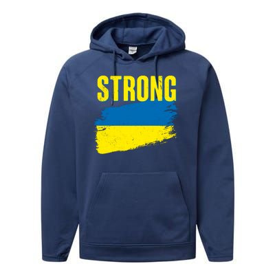 Ukraine Strong Stand With Ukraine Flag Performance Fleece Hoodie