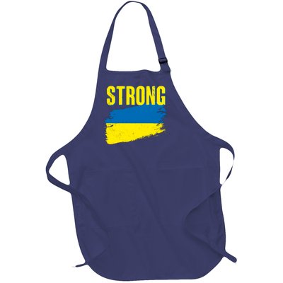 Ukraine Strong Stand With Ukraine Flag Full-Length Apron With Pockets