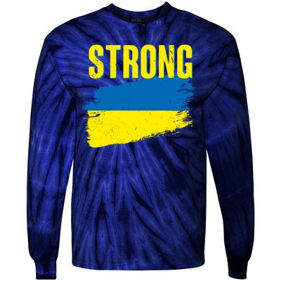 Ukraine Strong Stand With Ukraine Flag Tie-Dye Long Sleeve Shirt