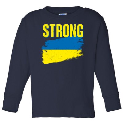 Ukraine Strong Stand With Ukraine Flag Toddler Long Sleeve Shirt