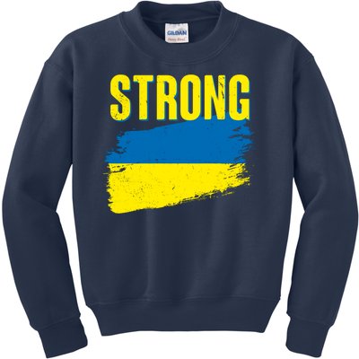 Ukraine Strong Stand With Ukraine Flag Kids Sweatshirt