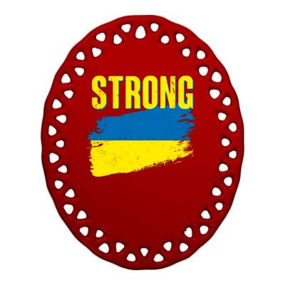 Ukraine Strong Stand With Ukraine Flag Ceramic Oval Ornament