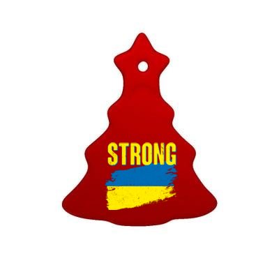 Ukraine Strong Stand With Ukraine Flag Ceramic Tree Ornament