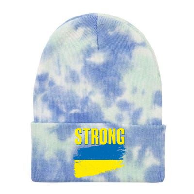 Ukraine Strong Stand With Ukraine Flag Tie Dye 12in Knit Beanie