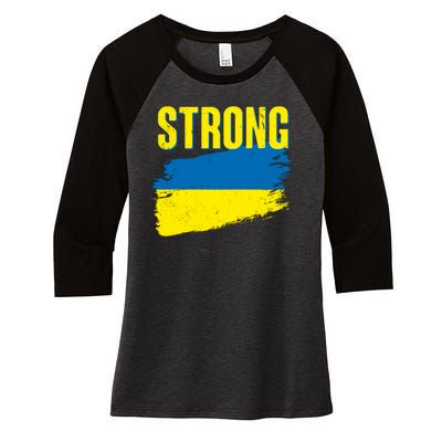 Ukraine Strong Stand With Ukraine Flag Women's Tri-Blend 3/4-Sleeve Raglan Shirt