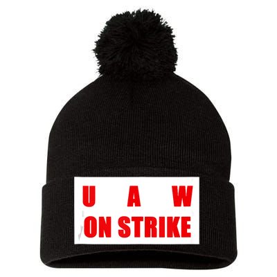 UAW Strike Striking UAW Workers Walkout Gift Design Pom Pom 12in Knit Beanie